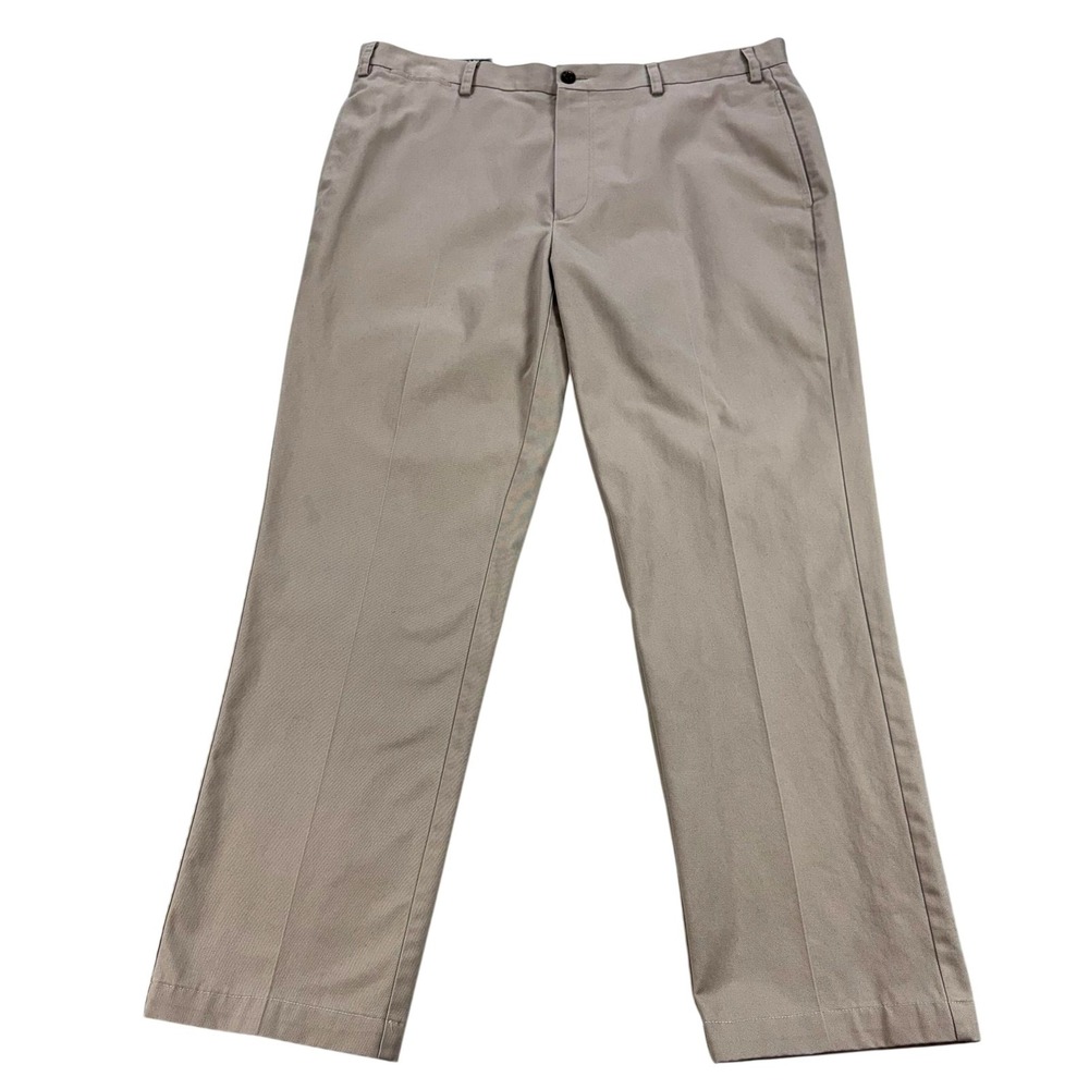 Orvis Pants Mens 40 Beige Cotton Trim Fit Khakis Flat Front Casual Office 40x31
